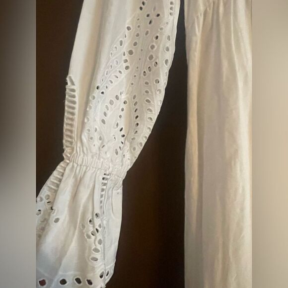 The Kooples White Long Sleeve Mandarin Collar Gown %100 cotton - Picture 2 of 6